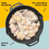 Dogs'n Tiger Schlemmermenü Glückskind, Nassfutter für Kätzchen, saftiges Hun und Forelle - ohne Getreide, Zuckerzusatz, künstliche Konservierungsstoffe, optimizatione Verträglichkeit, 12x 200g