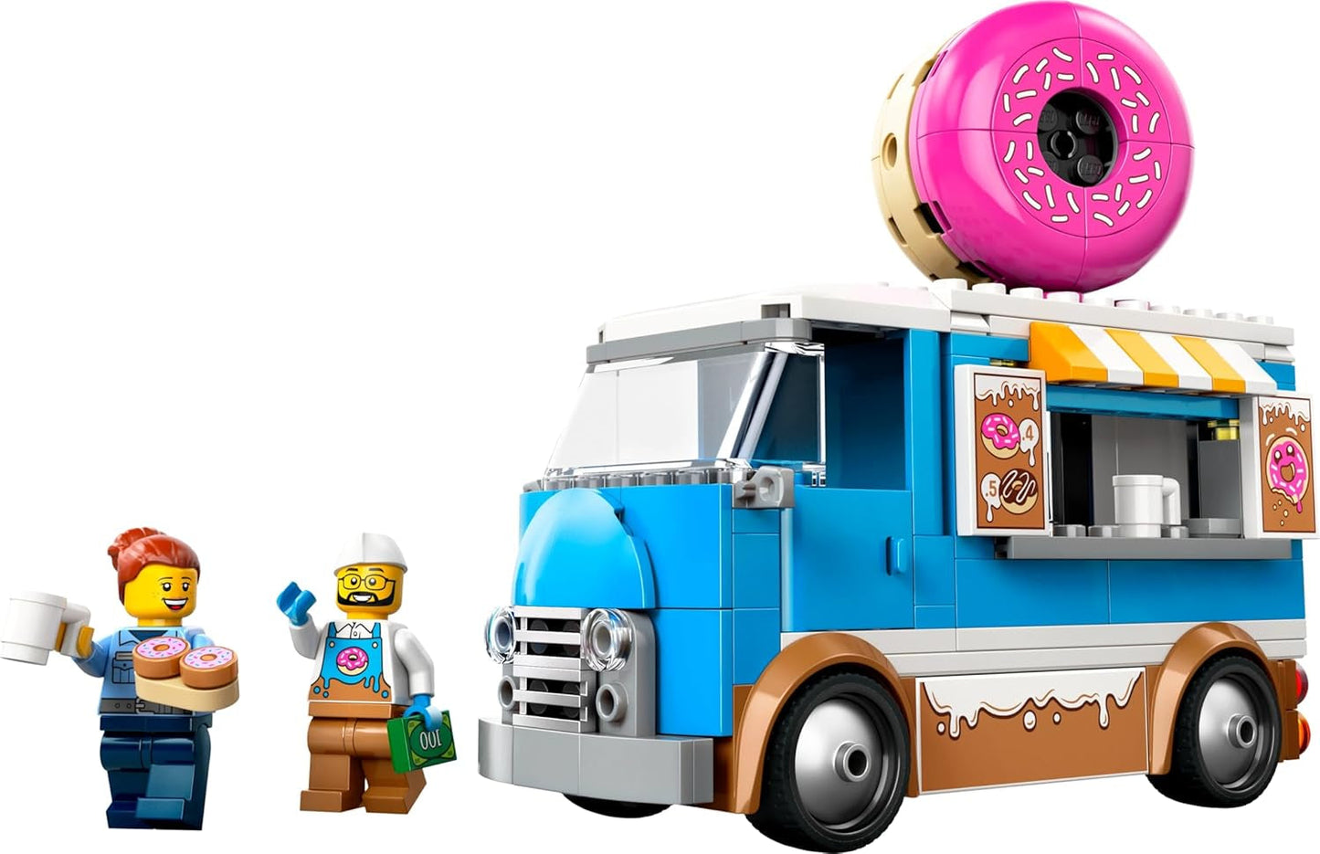 LEGO City Camion delle Ciambelle - Camion giocattolo del cibo con 2 minifigure della polizia - Giocattolo da costruzione per ragazzi e ragazze dai 5 anni in su - Idea regalo per compleanno e vacanze 60452 Set da costruzione Besuche den LEGO-Store