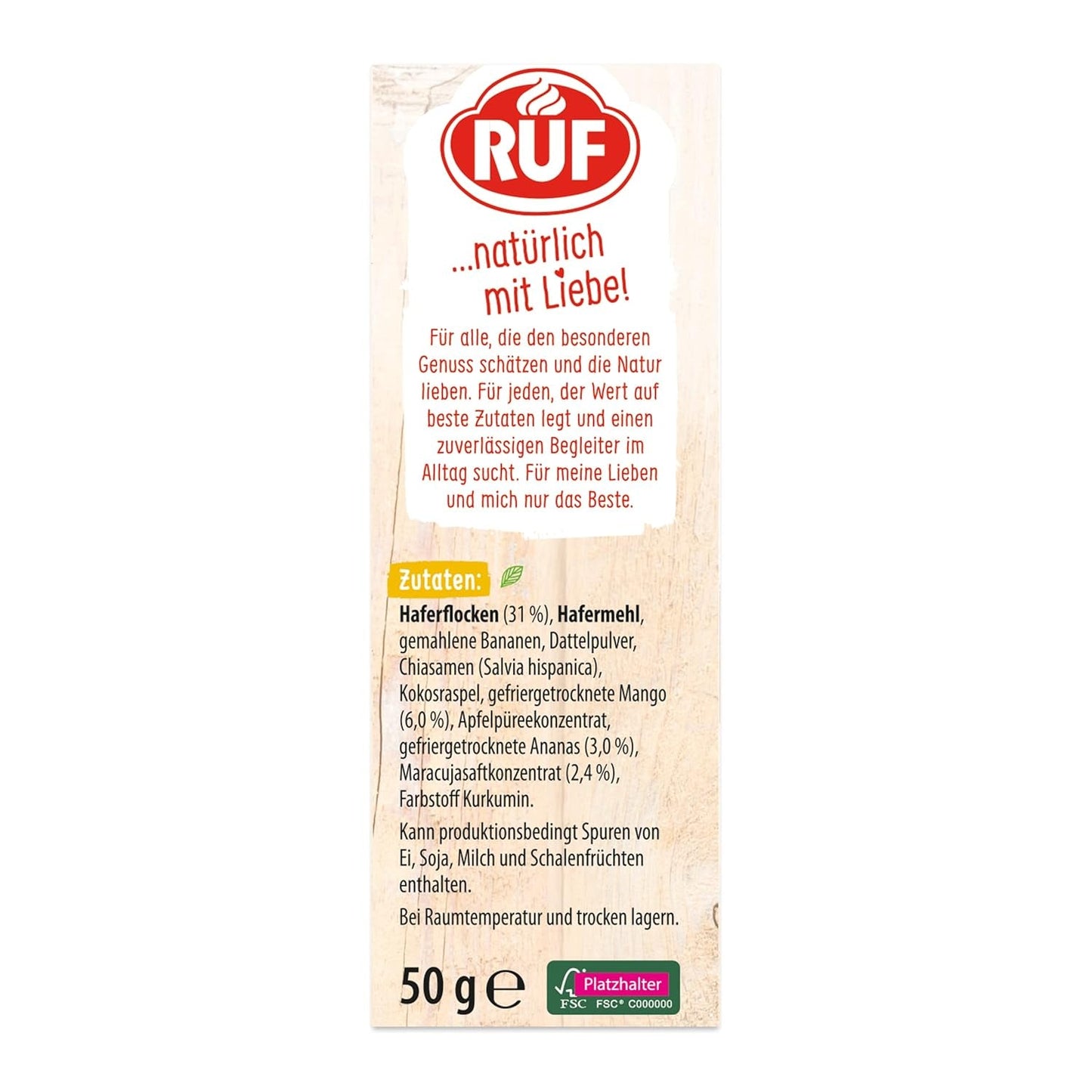 RUF Smoothie Bowl Tropilicious Mango Frutto della passione Avena Snack per colazione Facile e veloce Vegano 1 busta x 50 g (confezione da 3)