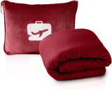 Eversnug Coperta e cuscino da viaggio - Morbida coperta da aereo 2 in 1 con morbida fodera per cuscino tascabile, fodera per borsa e supporto per zaino (Borgogna Rosso) Naty Shop Cuscini da viaggio Colori Bordeaux