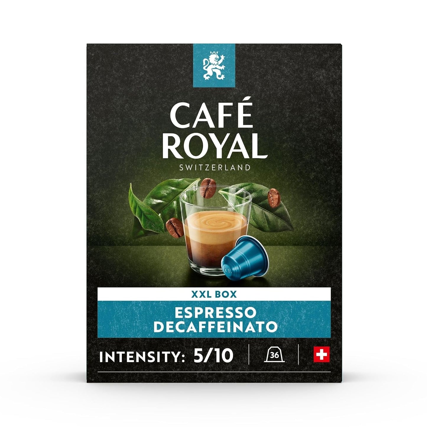 Café Royal Espresso Decaffeinato 36 capsule per macchina da caffè Nespresso - Intensità 5/10 - Capsule per caffè zertifiziate UTZ in alluminio (confezione con 2)