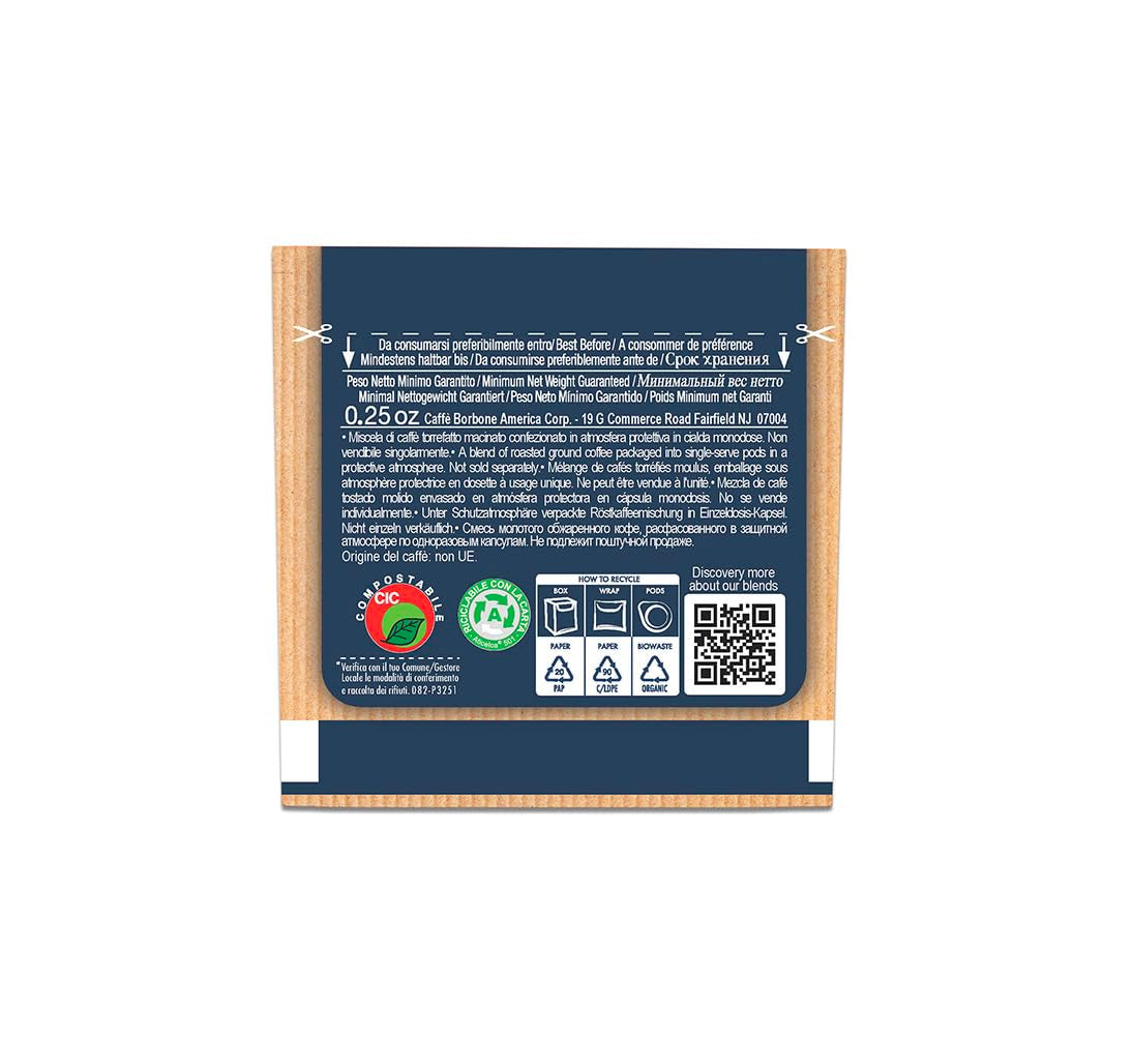 Caffè Borbone Tamponi Compostabili, Blu Kaffeemischung - 50 Tamponi - Compatibili con Sistema ESE Tamponi Carta 44 mm