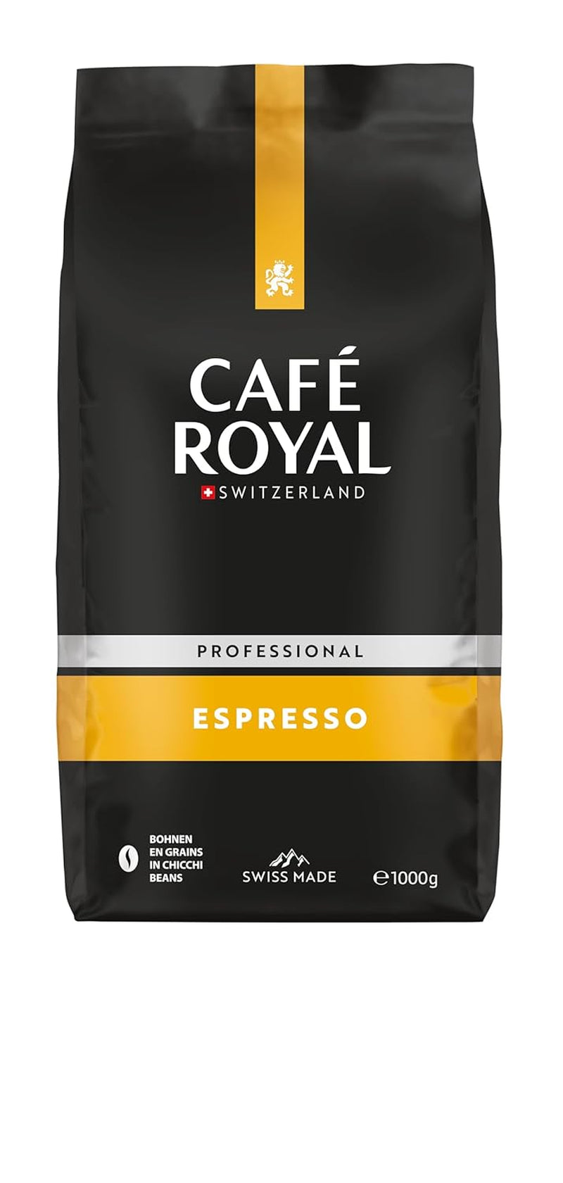 Café Royal Professional Line Espresso - Caffè in grani per macchine espresso automatiche, Corpo intenso, Tostatura intensa, Forza 3/5, Rainforest Alliance, 1 kg