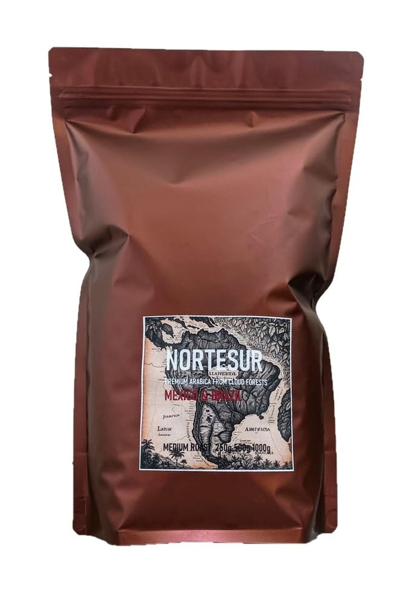 Caffè Norte Sur, caffè forte da macinare quotidianamente. 100% Arabica dal Messico e Brasile.
