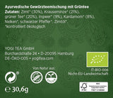 Yogi Tea Green Chai, tè speziato ayurvedico biologico, miscela di cannella, menta, tè verde, zenzero, cardamomo e chiodi di garofano, 6x17 bustine di tè (102 bustine di tè in totale)