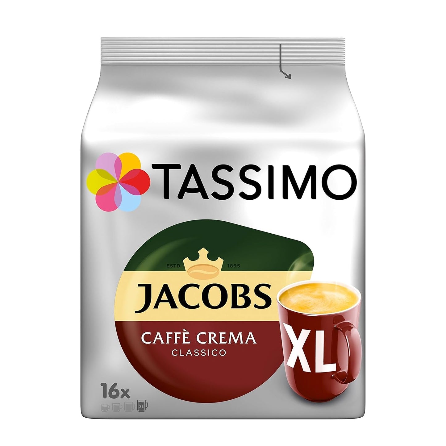 Tassimo Kapseln Jacobs Caffè Crema Classico XL, 5 x 16 cialde, 80 Kaffeekapseln
