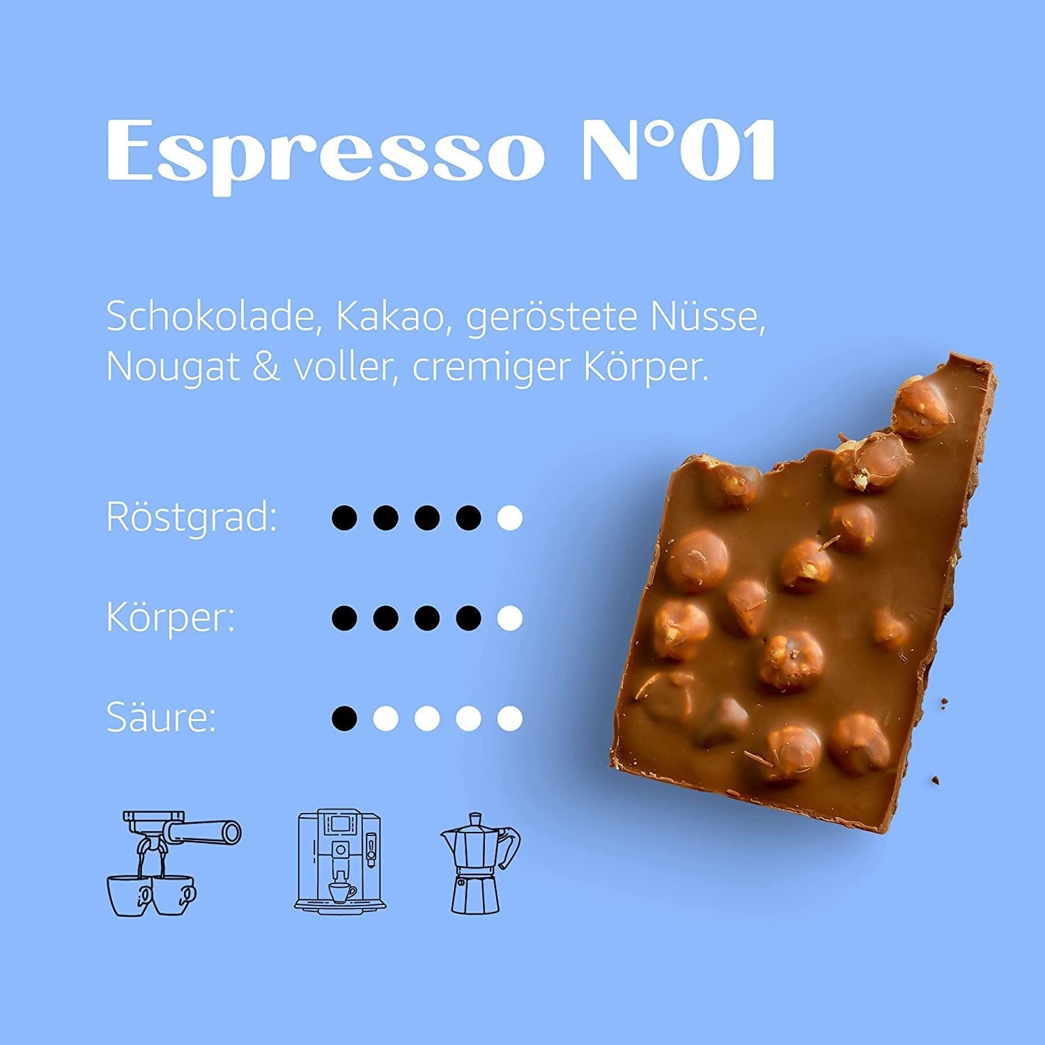 Espresso No. 1 – Miscela classica per espresso con 25% Robusta – Caffè in grani per macchine superautomatiche e portafiltro – grani interi – 750g
