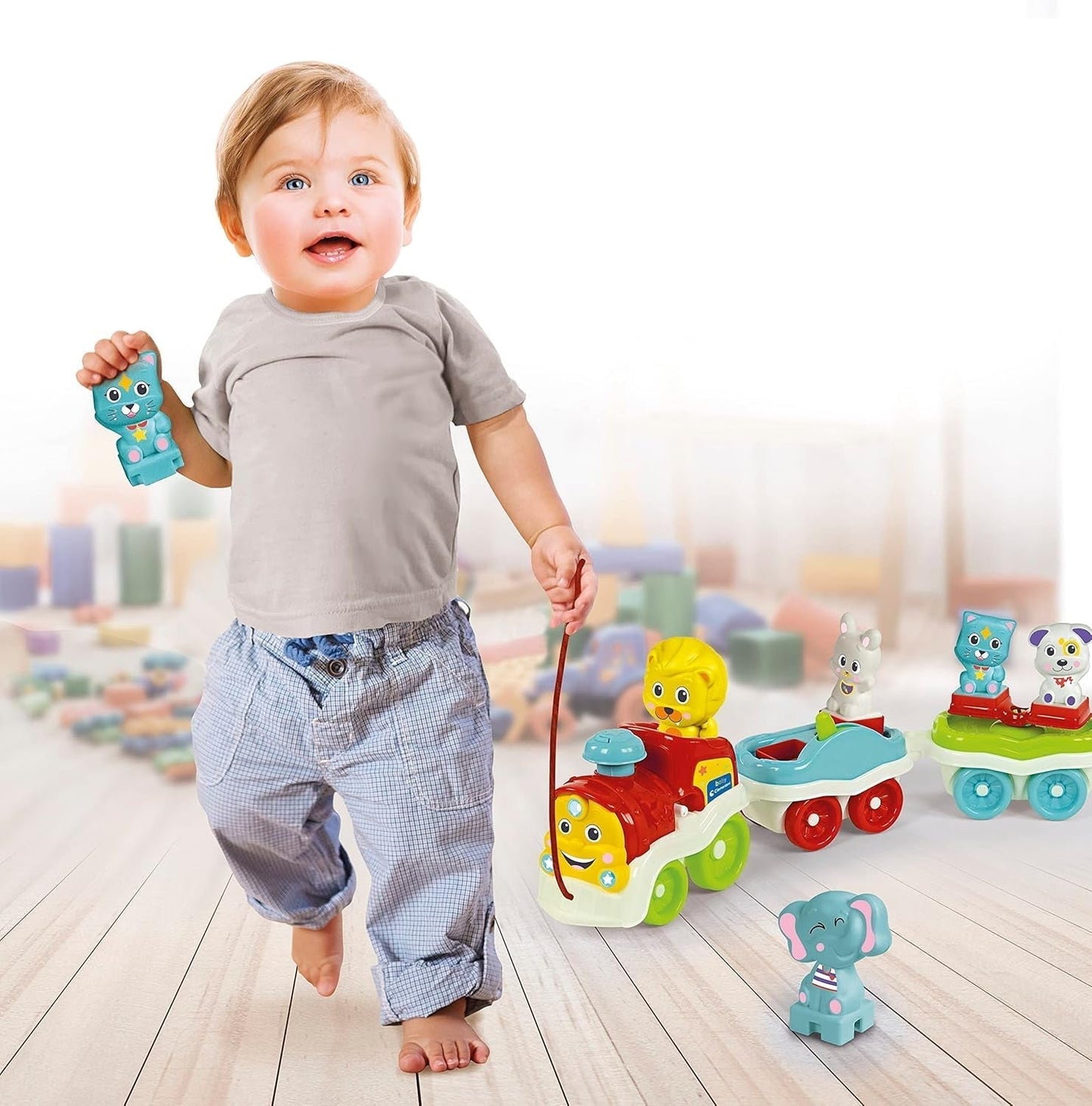 Clementoni Animali-3 Trenino Elettrico Parlante Interattivo Espandibile per Bimbo da 1 Anno (Versione Italiana) Made in Italy Multicolor 17740 Jucarii Bebe Naty Shop