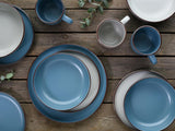 CreaTable, 21016, serie Modern Scandic Blue-Grey, set di stoviglie da 16 pezzi, servizio combinato in porcellana, lavabile in lavastoviglie e adatto al microonde, produzione di qualità