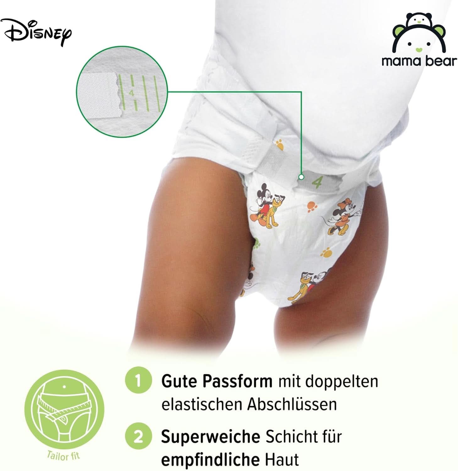 Pannolini Mama Bear Disney Ultra Dry taglia 4 (8-14 kg), bianco, 84 pezzi (1 confezione) Naty Shop