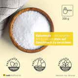 Raab Vitalfood Kalium salt-Mischung, Mineralsalzmischung mit 66.7% Natrium Chlorid (Kochsalz) und 33% Kalium Chlorid, Kalium trägt zur Aufrechterhaltung eines normalen Blutdruck bei (1 x 200 g Dose)