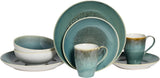 Creatable, serie Caldera, set di stoviglie in gres lavabile in lavastoviglie e adatto al microonde, produzione di qualità (set combinato da 8 pezzi verde)