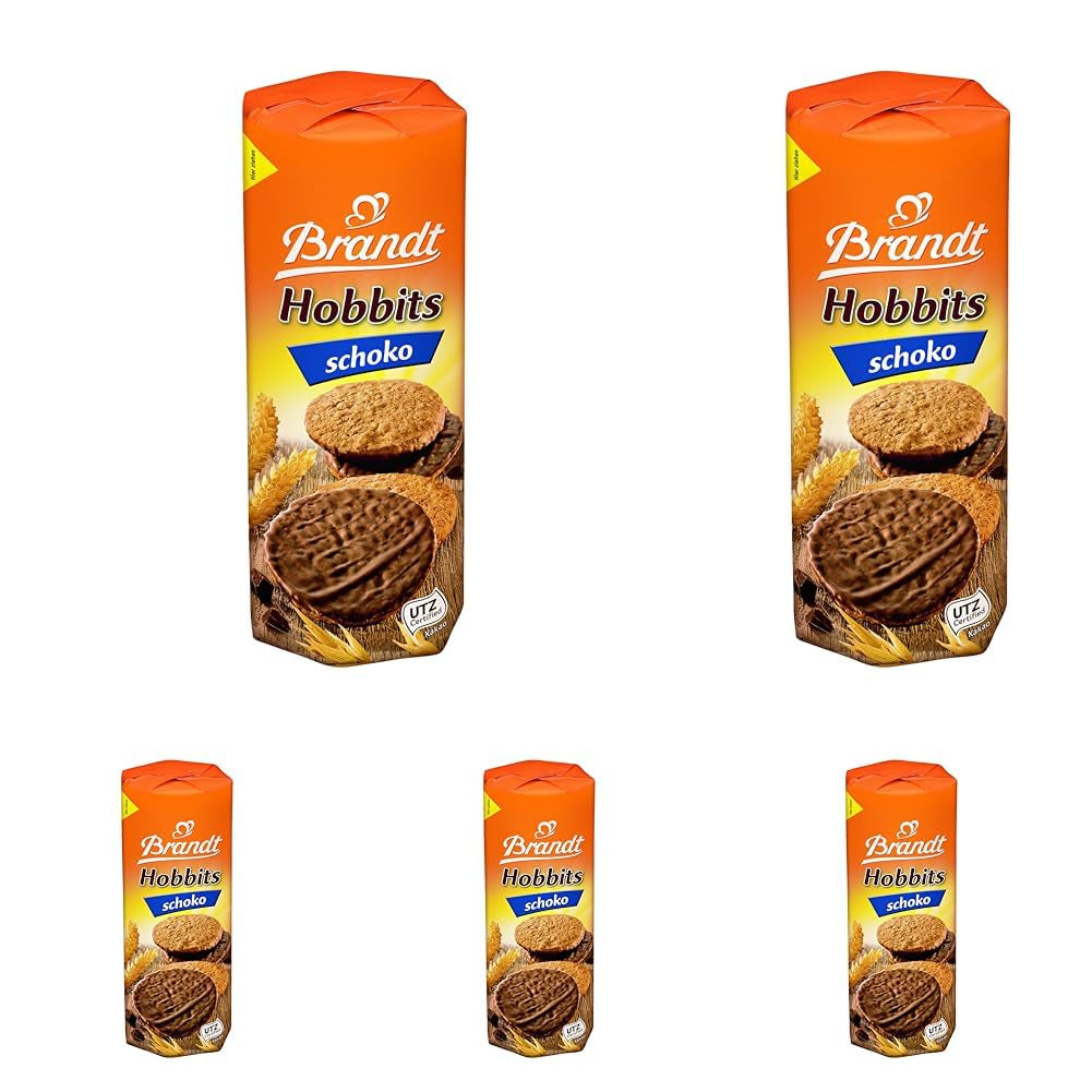 Brandt Hobbits Chocolate Confezione da 265 g - Biscotti croccanti di farina d'avena e cioccolato integrale - Impasto croccante per tutta la famiglia - in un pratico rotolo di biscotti