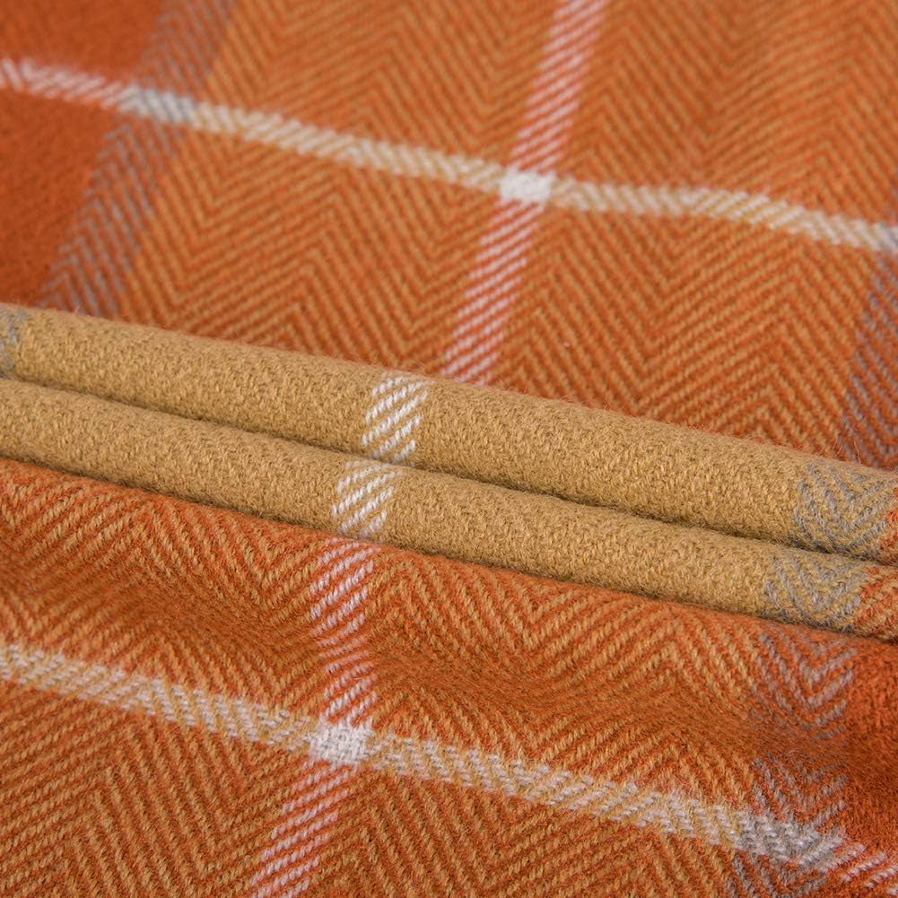 G Lake Coperta scozzese arancione Plaid in acrilico morbido copriletto reversibile colorato con frange regalo per decorazioni natalizie 127 cm L x 170,2 cm L-Letti e coperte arancione zucca G Lake