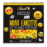Assortimento di cioccolato (37 palline LINDOR, 24 Mini bastoncini Hello, 10 Mini Fioretto), regalo di cioccolato (1 x 815 g) e Mini Emoti HELLO, cioccolato al latte in 5 disegni emoticon, 164 g