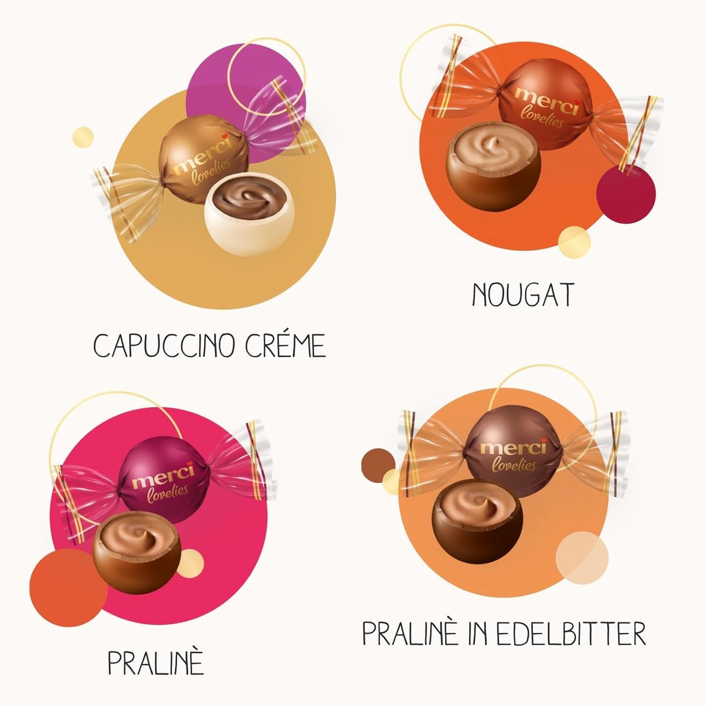 Merci Lovelies Creamy – 185 grammi – Mix di praline con specialità al cioccolato ripiene Naty Shop