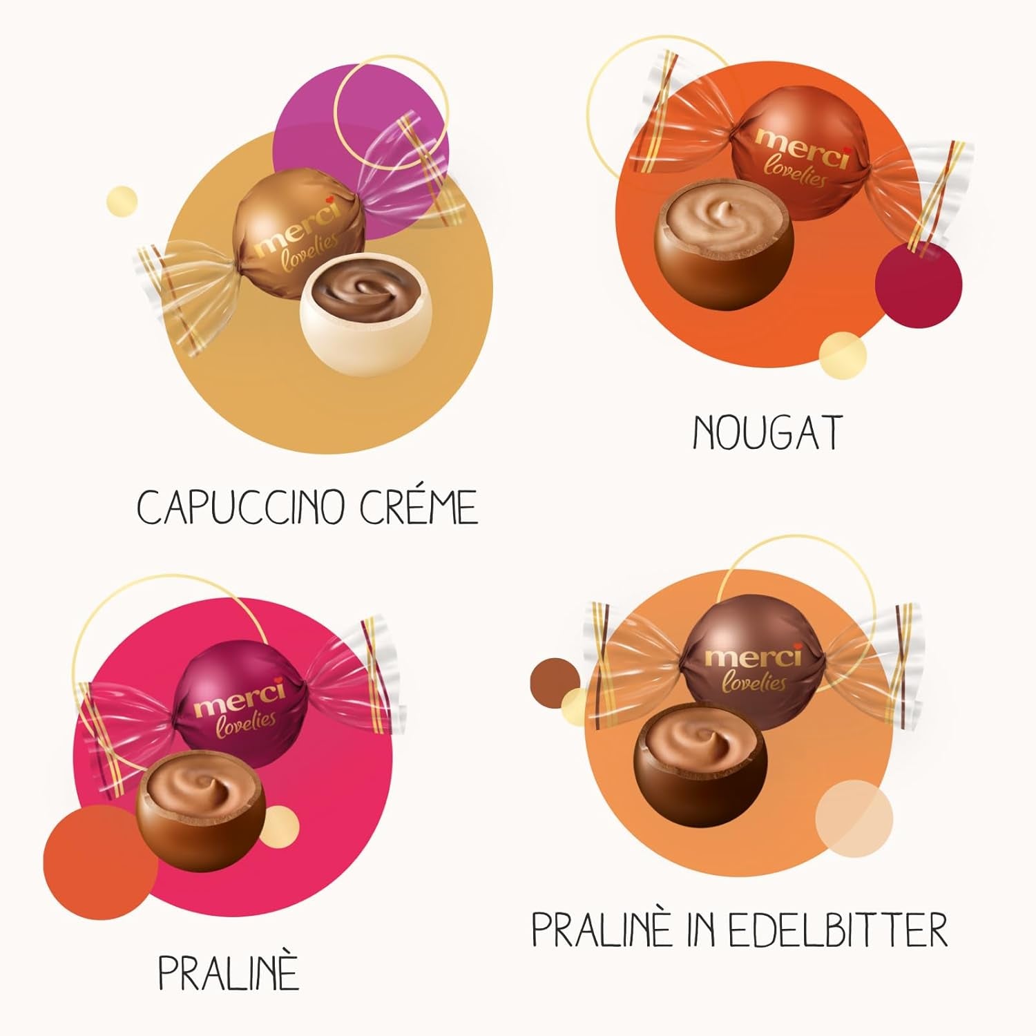 Merci Lovelies Creamy – 185 grammi – Mix di praline con specialità al cioccolato ripiene Naty Shop