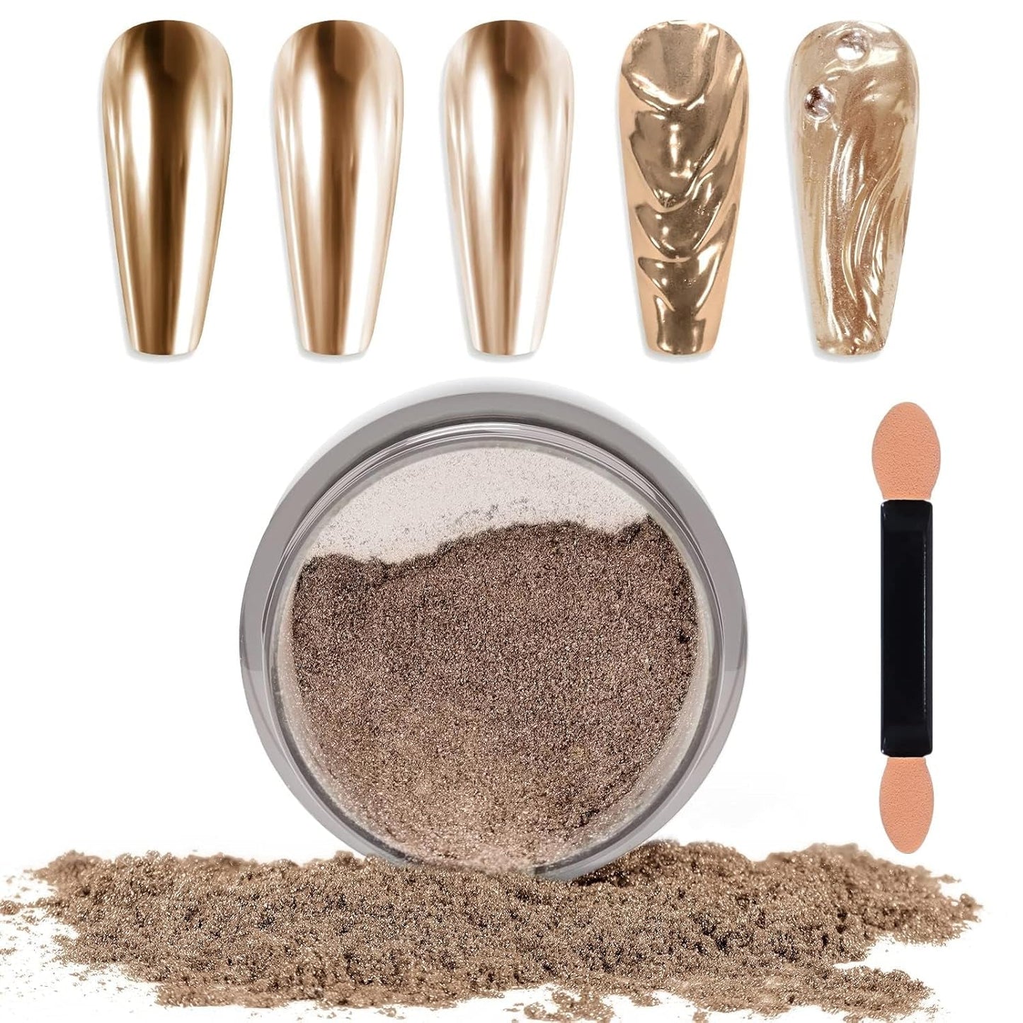 Chrome Nagel Pulver Spiegel Effekt Metallic Staub Holographische Glitter Glasierte Maniküre Dekoration Pigment riflettente per lo smalto gel fai da te Nail Art, Harz Handwork, Geschenke Für Gold