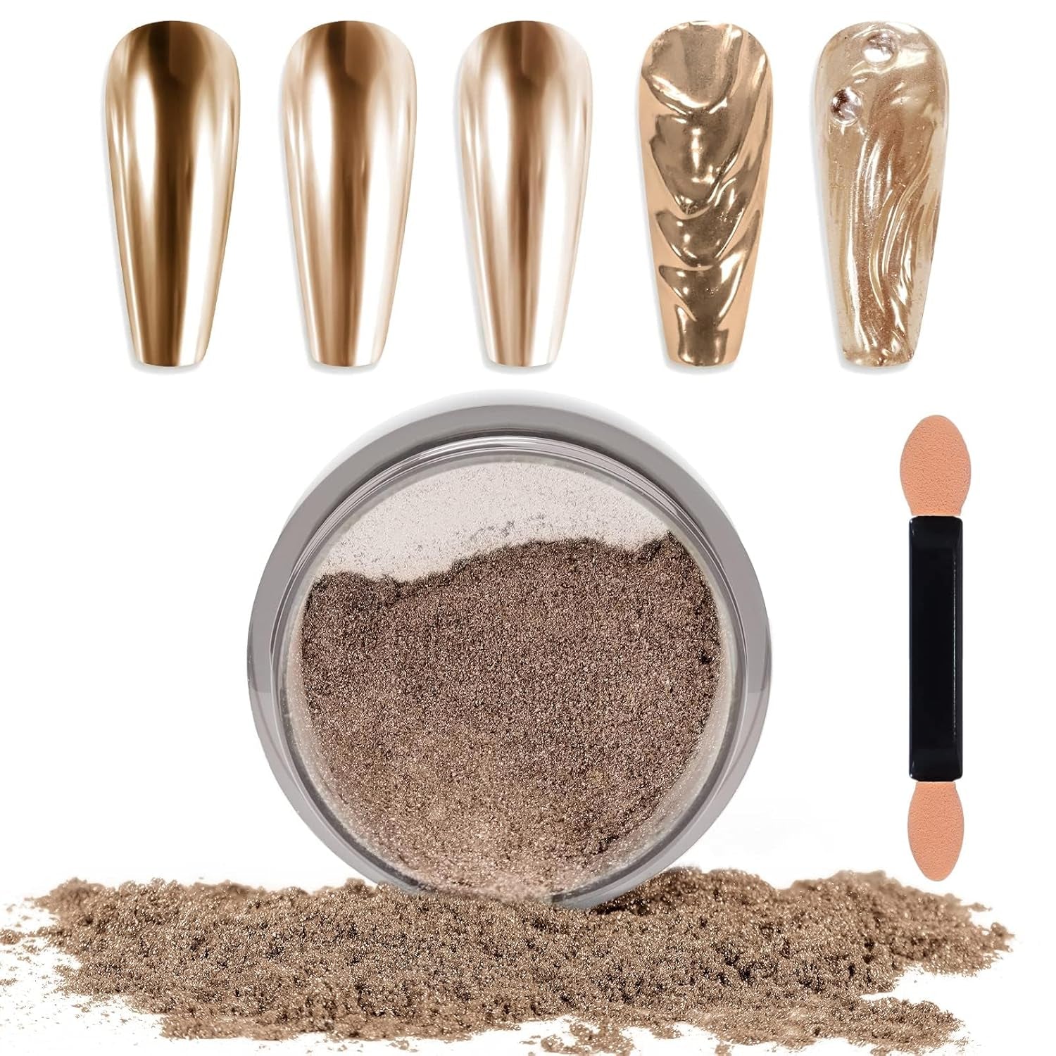 Chrome Nagel Pulver Spiegel Effekt Metallic Staub Holographische Glitter Glasierte Maniküre Dekoration Pigment riflettente per lo smalto gel fai da te Nail Art, Harz Handwork, Geschenke Für Gold