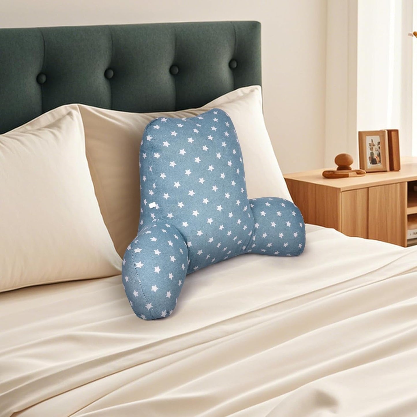 Cuscino da lettura, Cuscino per schienale con braccioli, Schienale per letto o divano, Cuscino per riposo a letto per leggere, lavorare e giocare
