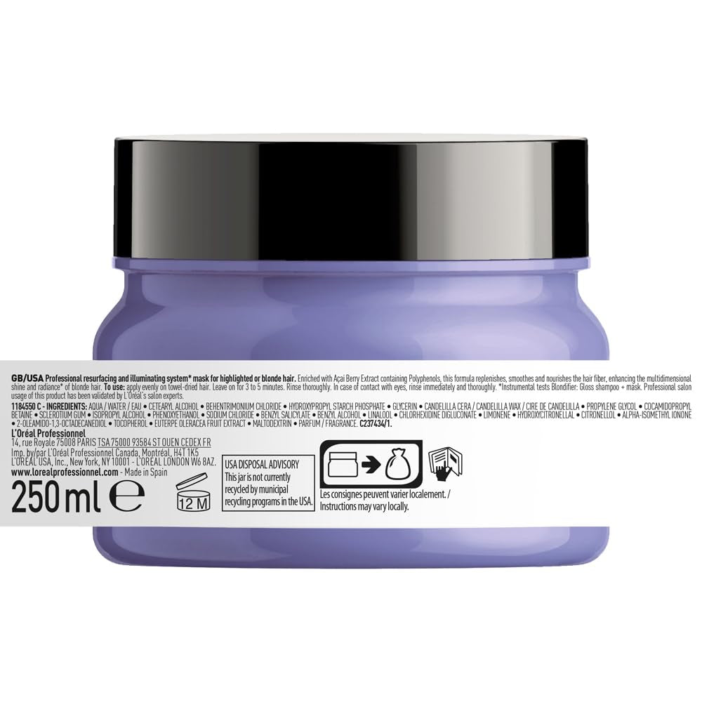L'Oreal Professionnel | Maschera nutriente per capelli biondi e decolorati, estratto di frutto di Açai, Serie Expert, maschera bionda Naty Shop maschera per capelli