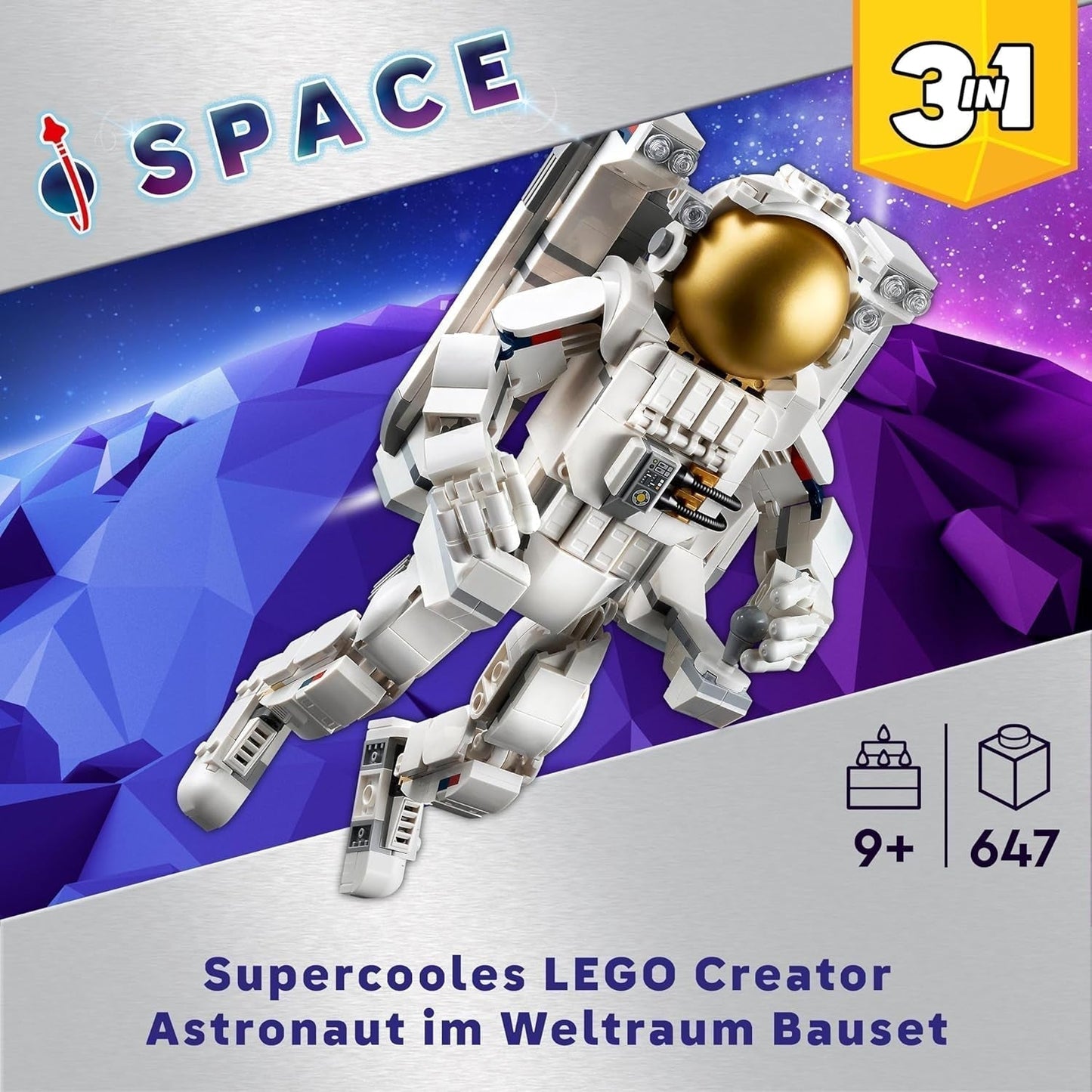 LEGO Creator 3In1 Giocattolo Astronauta Spaziale, Kit Modello di Cane e Astronave per Bambini, Decorazioni per l'Asilo, Regalo Creativo per Ragazzi e Ragazze di 9 Anni 31152 Set di Costruzioni Besuche den LEGO-Store