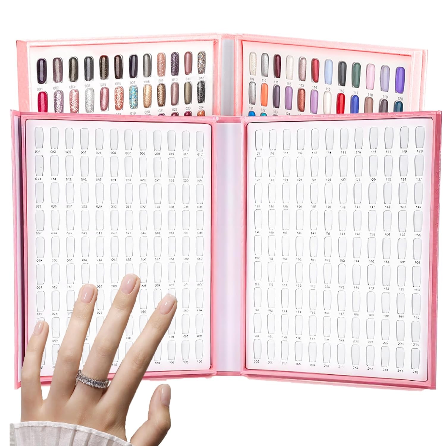 Tavolozza di smalti per unghie a 216 colori, espositore per unghie, piastre per carte colorate per smalto, cartella colori per unghie, accessori per smalto per unghie