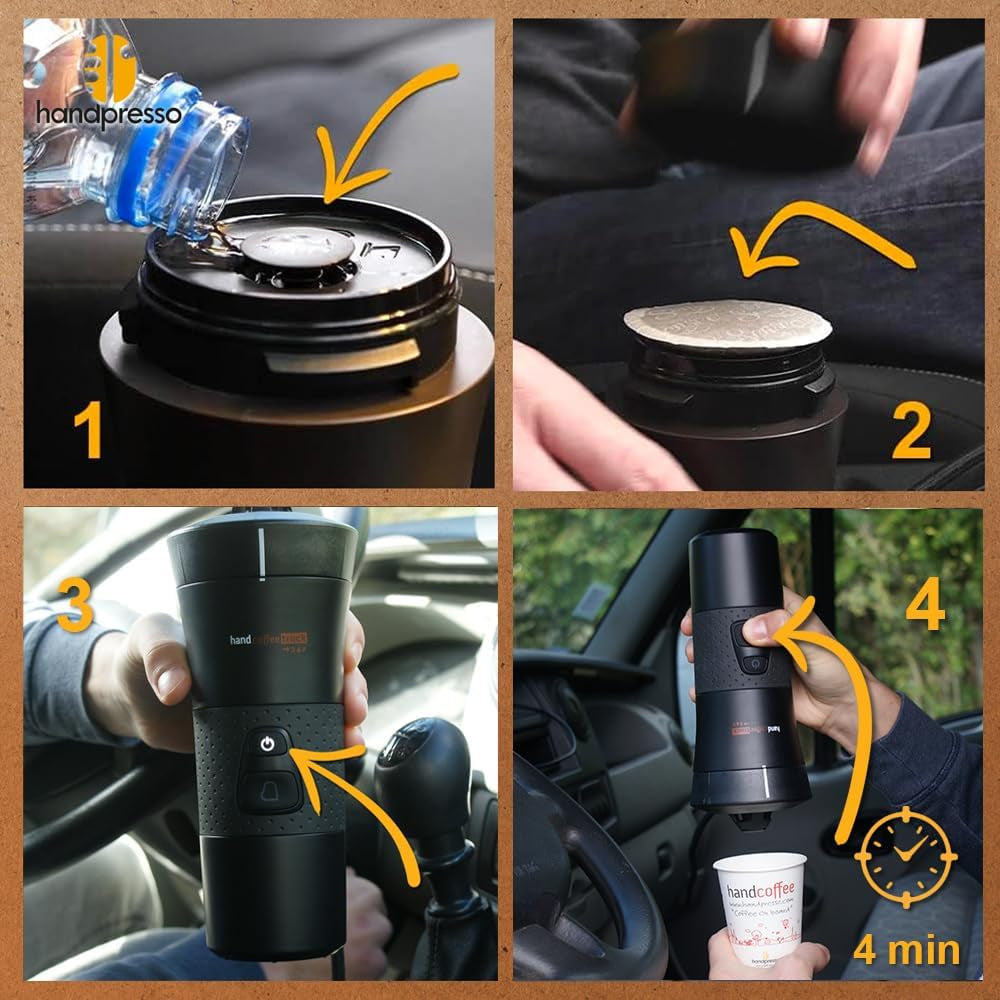 Handpresso - Carrello Handcoffee 21010 | Macchina per caffè espresso con capsule Senseo per camion 24V | Macchina per caffè espresso per camion 24 V, macchina per caffè espresso a capsule da viaggio | Macchina per caffè espresso da camion 24V da viaggio