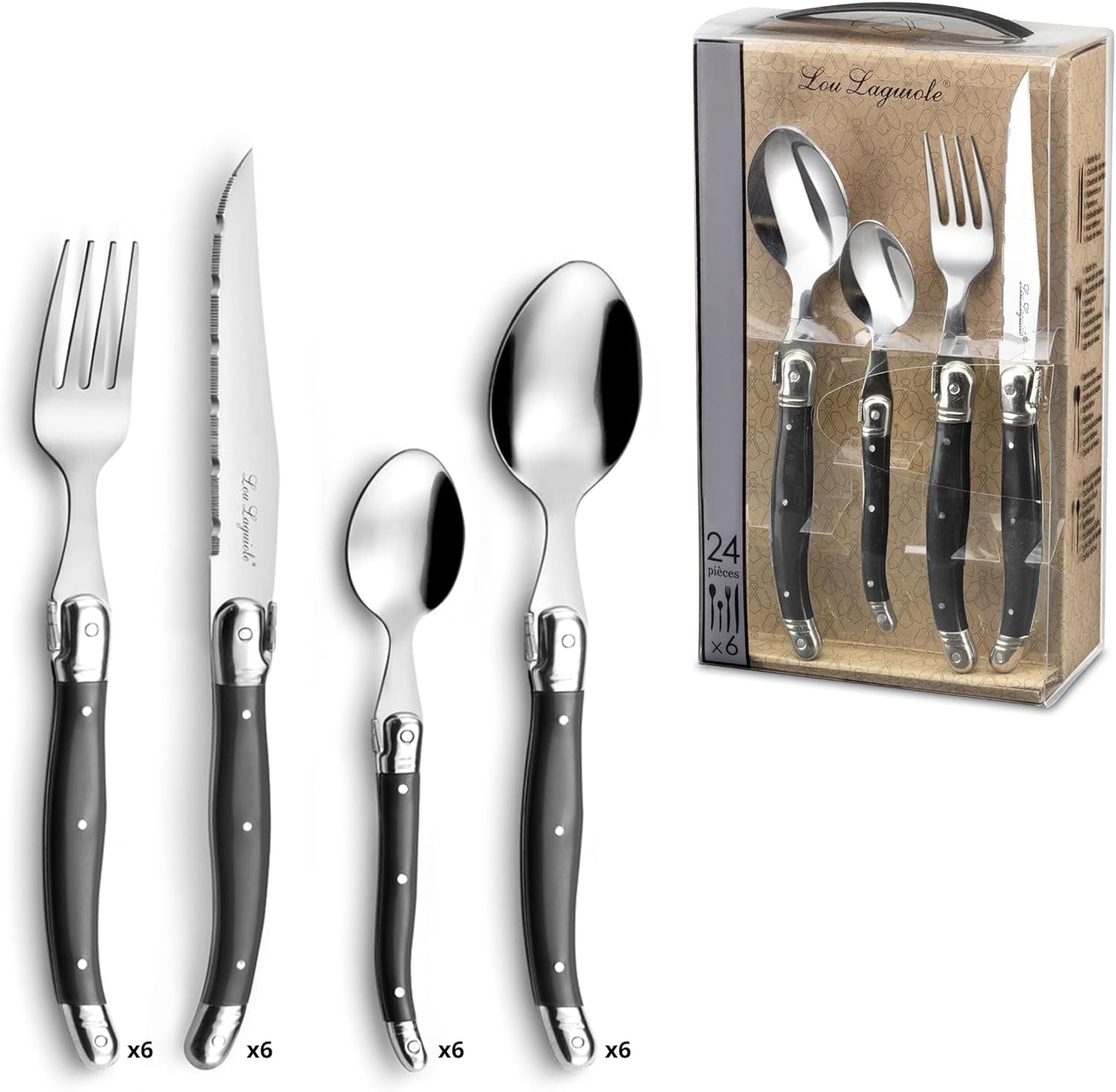 LOU LAGUIOLE TRADITION Set posate bistecca 24 pezzi Kitchen Naty Shop