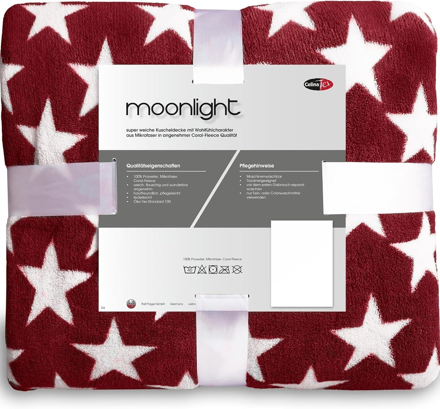 Soffice coperta Celinatex 150 X 200 cm Bordeaux coperta divano divano morbida coperta stelle Microfibra Pile Oeko-Tex Moonlight Letti e coperte Besuche den CelinaTex-Store