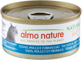 Almo Nature HFC Natural - Alimento umido per gatti adulti - Tonno, Pollo e Formaggio - Qualità Human, Senza Glutine - 6 x 70g