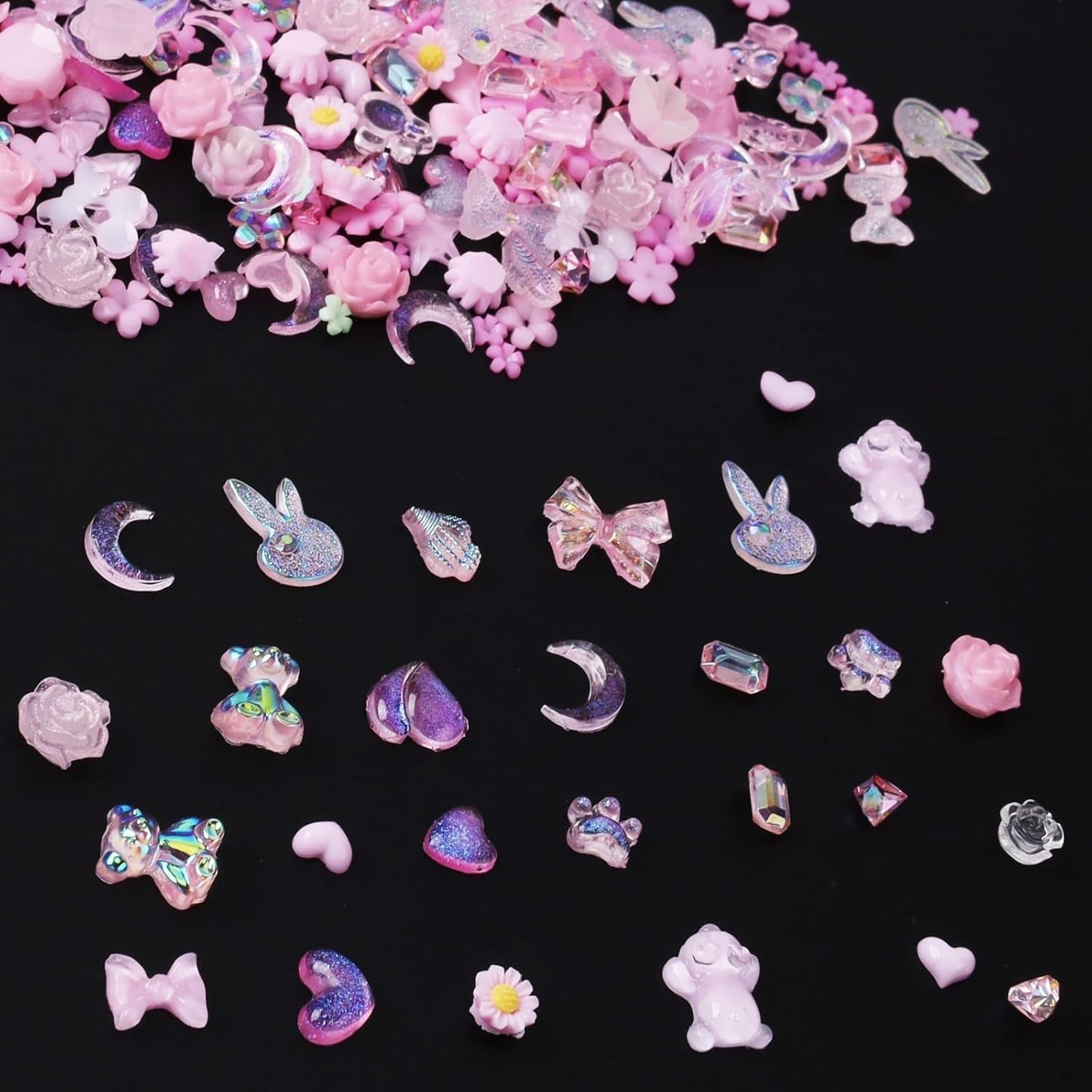100 pz Ciondoli per unghie con fiocco Y2K 3D Resina Fiore Camelia Ciondoli per unghie Kawaii Strass Decorazioni per nail art, Modelli, Accessori artigianali fai-da-te (Rosa)