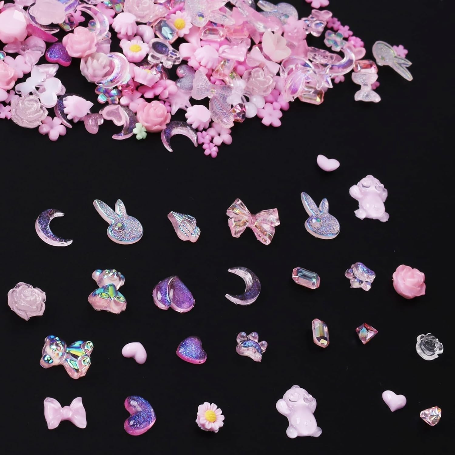 100 pz Ciondoli per unghie con fiocco Y2K 3D Resina Fiore Camelia Ciondoli per unghie Kawaii Strass Decorazioni per nail art, Modelli, Accessori artigianali fai-da-te (Rosa)