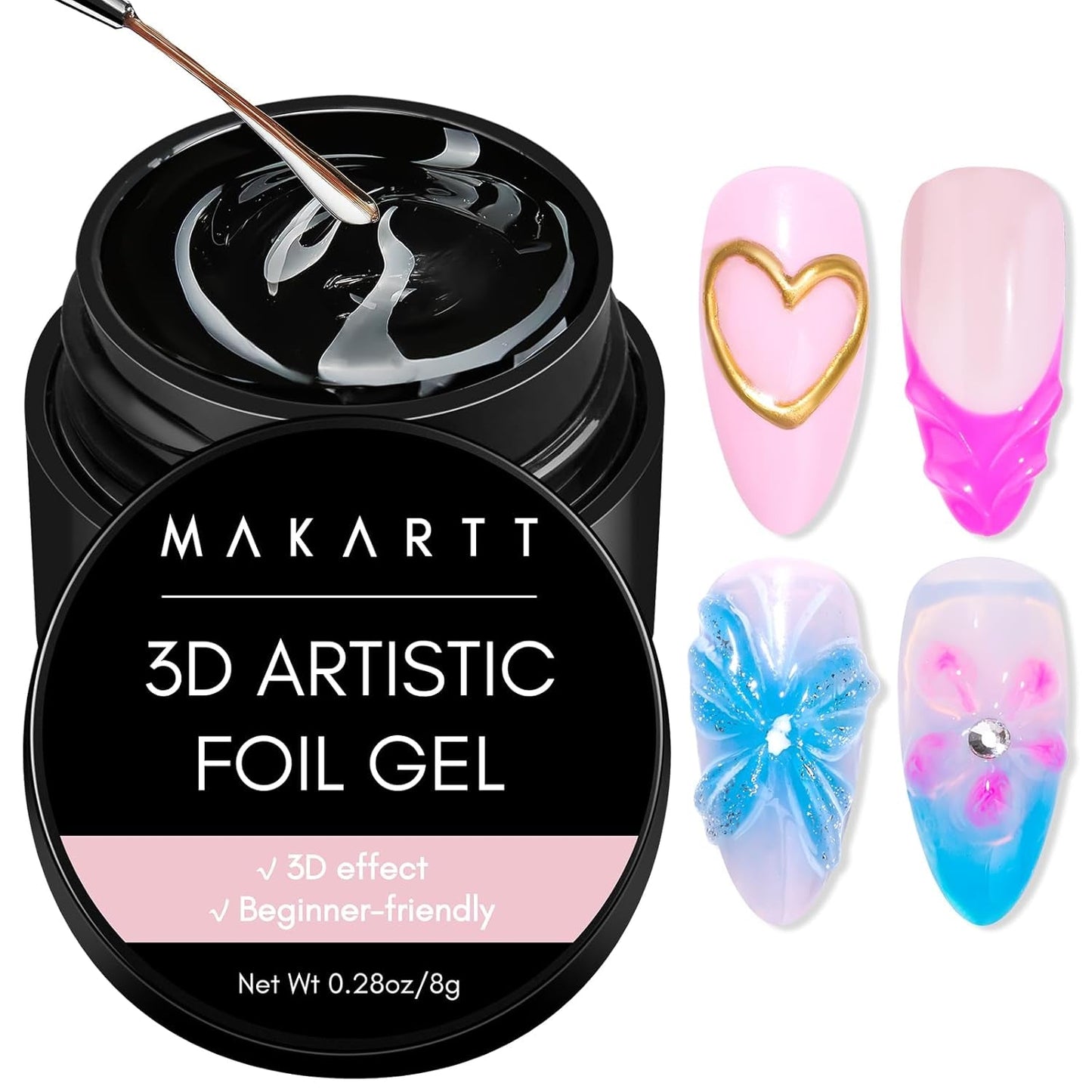 Makartt Gel per Nail Art 3D - Gel per Colla con Strass 15G per Portachiavi per Unghie, Gel per Scultura per Unghie Multifunzionale per Design delle Unghie Fai da Te, Scultura per Unghie Modellazione delle Unghie a Casa (Trasparente)
