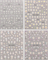 JMEOWIO 3D Nagelsticker Blumen Nail Art Sticker Selbstklebend Nagelaufkleber 5D Stereoscopico Estate Frühling Blumen Dekoration Nageldesign Zubehör 4 Blatt