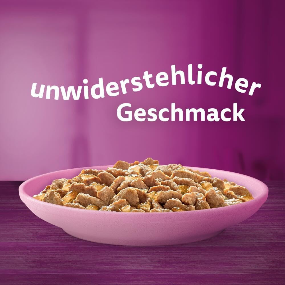 WHISKAS Junior Bustine di Alimenti Umidi, Confezione Multipla, Selezione di Carne di Pollame in Gelatina, 12 x 85g