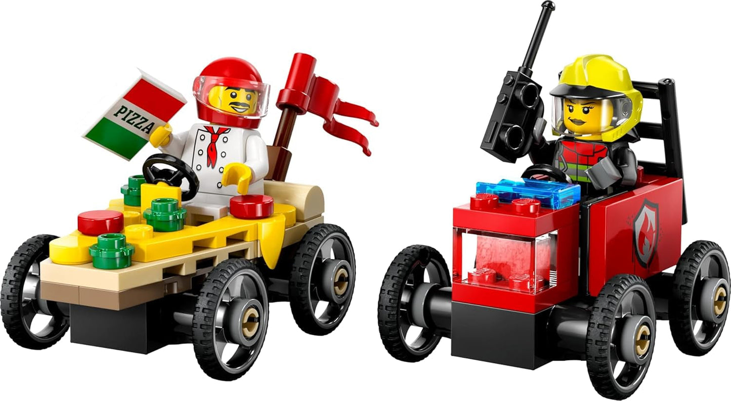 Furgone per la consegna delle pizze LEGO City vs. Camion delle pizze - Giocattolo Soapbox per ragazze e ragazzi dai 5 anni - Set da costruzione con 2 minifigure di autisti - Regalo di compleanno e di festa 60458 Set da costruzione Besuche den LEGO-Store