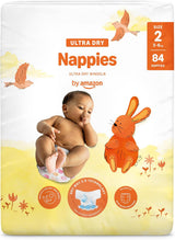 Pannolini Amazon Ultra Dry, taglia 1 (2-5 kg) - Scatola mensile, bianco, 96 pezzi (2 confezioni da 48) (ex marchio Mama Bear, prodotto identico)