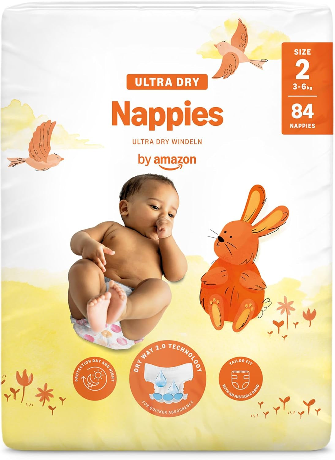 Pannolini Amazon Ultra Dry, taglia 3 (4-9 kg) - Scatola mensile, bianco, 172 pezzi (2 confezioni da 86) (precedentemente Mama Bear, prodotto identico)