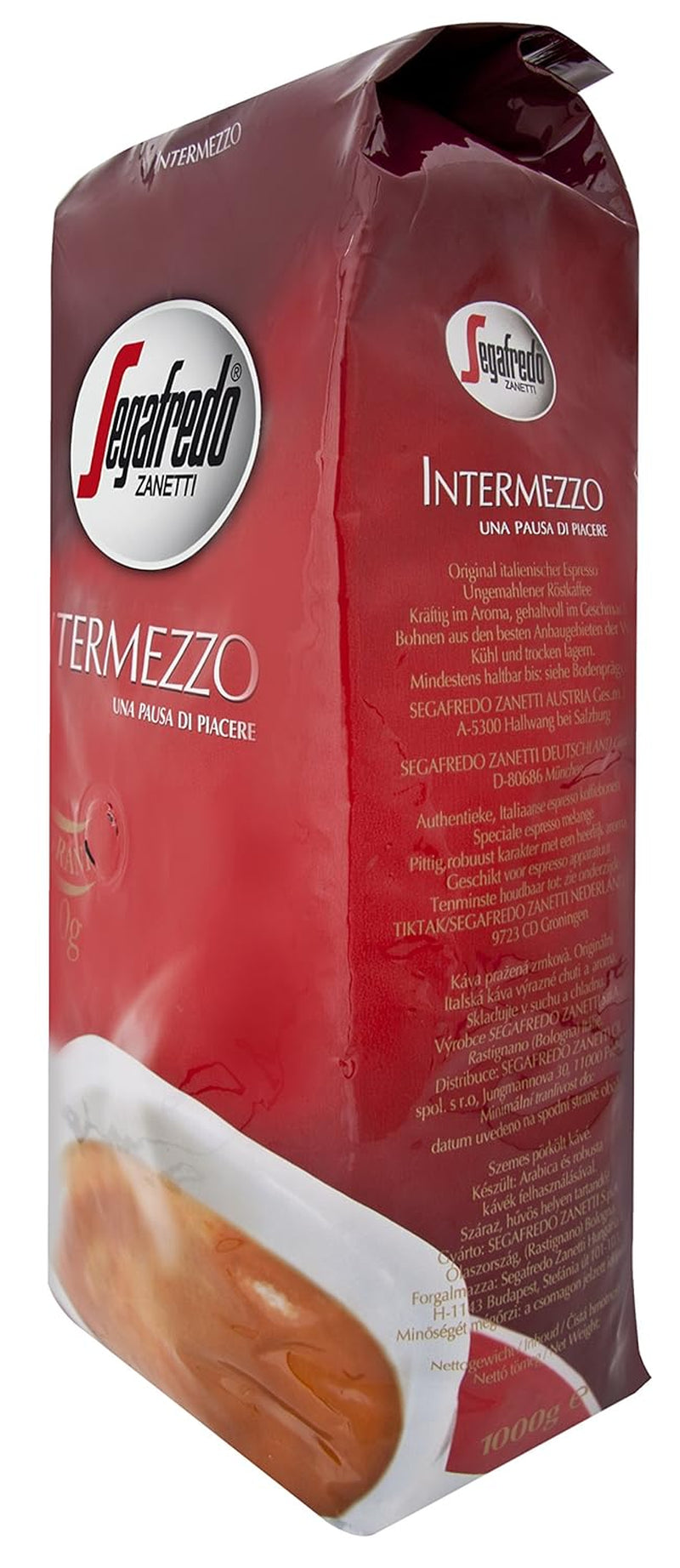 Segafredo Zanetti Intermezzo - Fagioli Interi (confezione da 1 kg) - Geeignet für alle italienschen Kaffeespezialitäten - Kaffeebohnen mit mitteller Röstung, stark und vollmundig im Gesmack