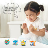 Super Wings Super Pets 4 pezzi Shine, Golden Boy, Jerome, Ellie Espressione facciale commutabile Effetto lampo Giocattolo portatile per 3 4 5 6 7 8 anni Ragazzo Ragazza Action Figure da 2 pollici Naty Shop