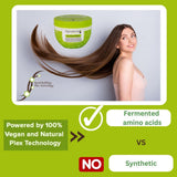 Bond Repair Mask aiuta a rivitalizzare e rafforzare i capelli danneggiati e troppo trattati, formulata con aminoacidi derivati dalla natura - Tecnologia vegana e naturale plex. Maschera per capelli Naty Shop