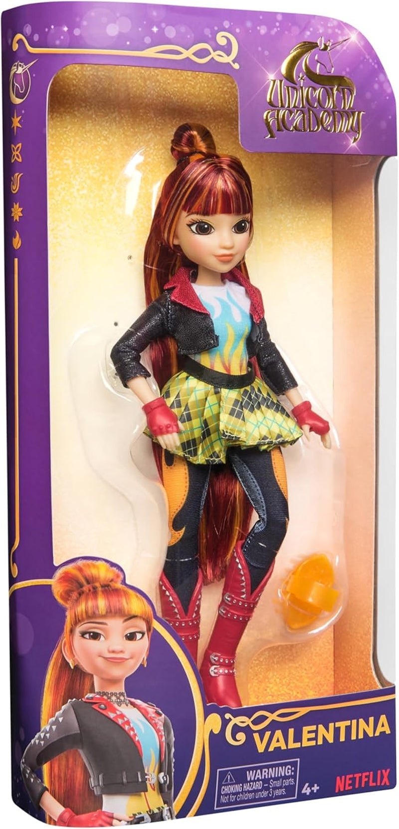 Bambola Valentina Unicorn Academy - la bambola originale della popolare serie Netflix, è alta 24 cm e ha 5 accessori per giochi di ruolo fantasiosi, per bambini dai 4 anni in su