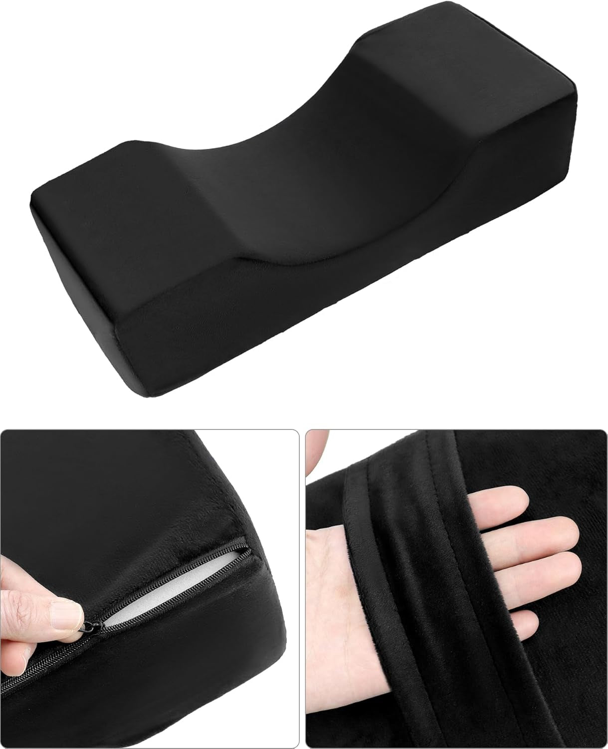 QWORK® Cuscino per ciglia, Cuscino per trucco di bellezza a forma di U, Cuscino ergonomico per ciglia per allungamento, Cuscino per ciglia in memory foam per uso domestico in salone di bellezza (Nero) Cuscini ortopedici cervicali Naty Shop