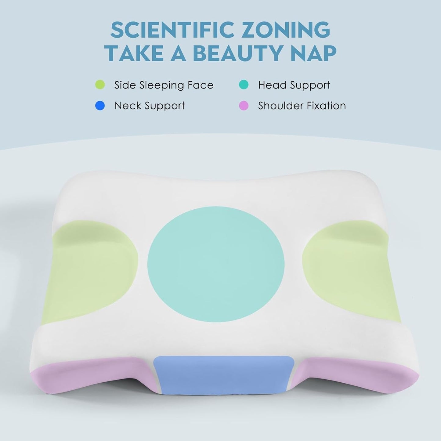 Royalisneeo Cuscino di bellezza per dolori alla schiena, allo stomaco e ai fianchi Cuscino per dolori al collo e alle spalle Cuscino in memory foam antirughe e antietà Blu (Standard) Cuscini ortopedici cervicali Naty Shop