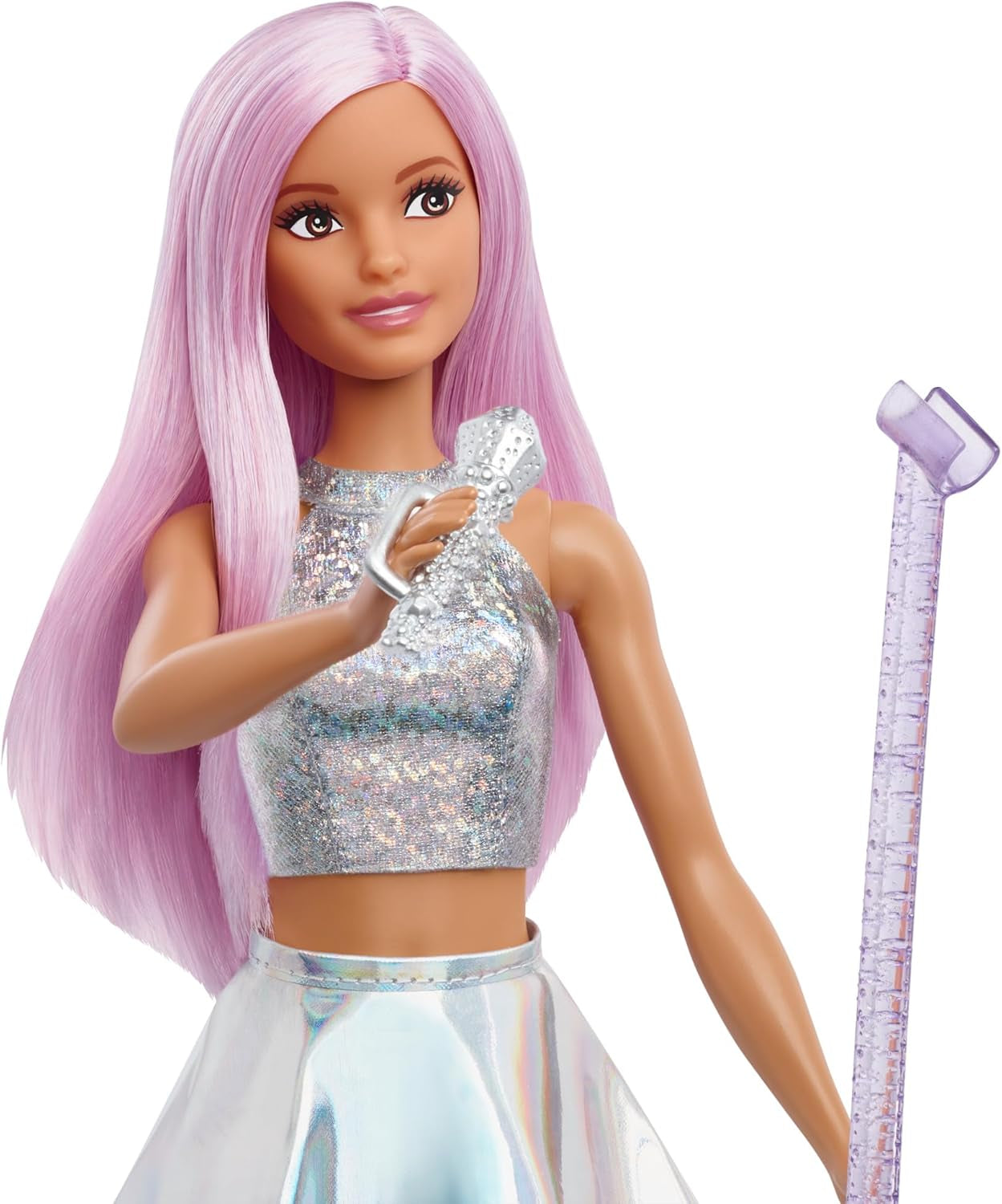 Barbie Pop Star Bambola Vestita con Gonna Luccicante con Microfono e Capelli Rosa, Regalo per Bambini da 3 a 7 Anni JCW42 Dazzling Dolls Naty Shop