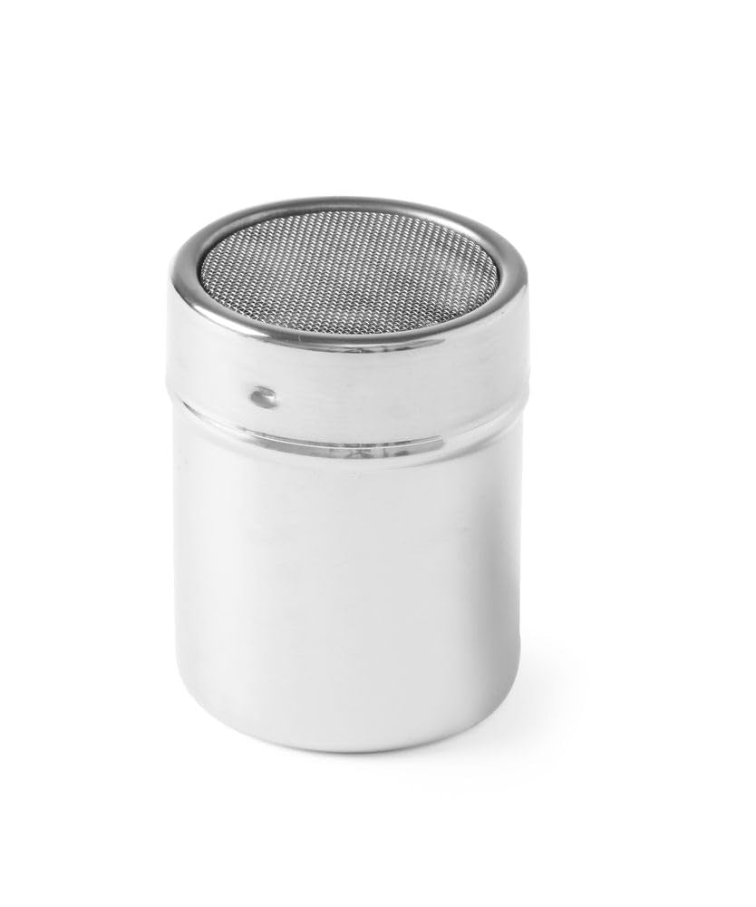 HENDI Shaker per zucchero a velo, con coperchio a setaccio di garza, contenitore shaker, shaker, ø55x(h)75mm, acciaio inossidabile