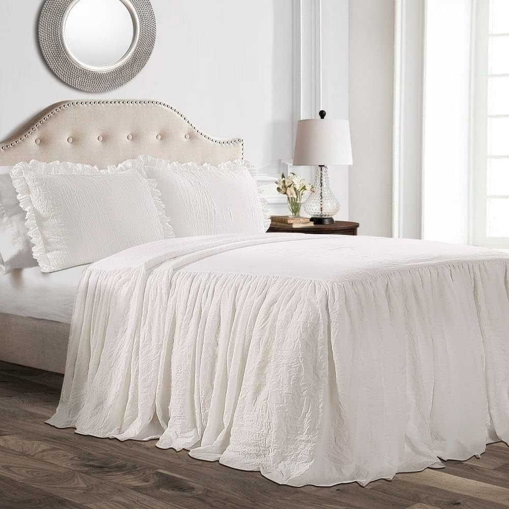Copripiumino Lush Decor con gonna a volant, poliestere, bianco, letto matrimoniale Letti gemelli e piumini Lush Decor bianchi