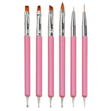 6 Stück Doppel-Ende Nagel Pinsel, Nageldesign Pinsel, Doppel-Ende Nail Art Pinsel Kit Professionale Maniküre Werkzeuge Kit（Nero）