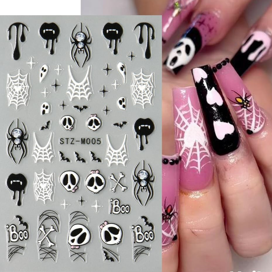 JMEOWIO Adesivo per unghie Halloween 6 Adesivo per nail art colorato Adesivo per unghie Decorazione per decorazione unghie Design per unghie